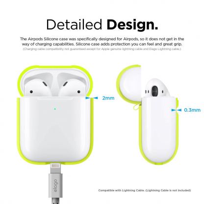 Elago Airpods Silicone Case - силиконов калъф за Apple Airpods 2 with Wireless Charging Case (жълт-фосфор) 3