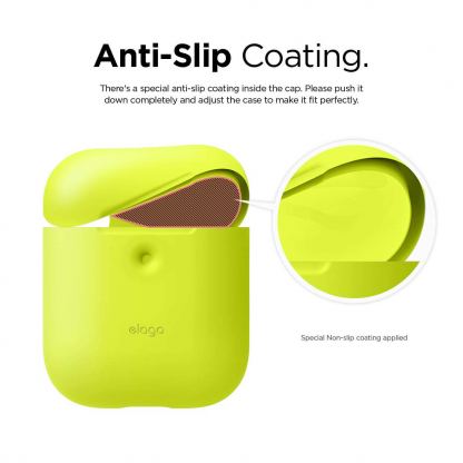 Elago Airpods Silicone Case - силиконов калъф за Apple Airpods 2 with Wireless Charging Case (жълт-фосфор) 8