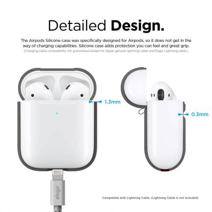 Elago Airpods Silicone Case - силиконов калъф за Apple Airpods 2 with Wireless Charging Case (тъмносив) 7
