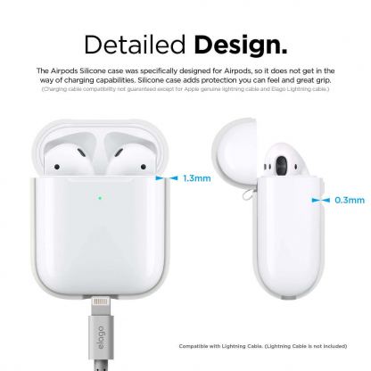 Elago Airpods Silicone Case - силиконов калъф за Apple Airpods 2 with Wireless Charging Case (бял-фосфор) 7