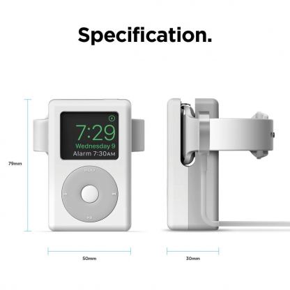 Elago W6 Watch Stand - силиконова винтидж поставка в стила на Apple iPod Classic за Apple Watch (бяла) 4