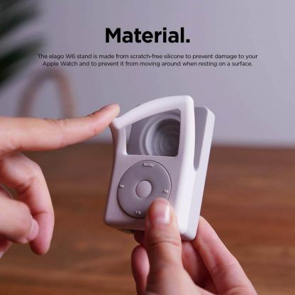 Elago W6 Watch Stand - силиконова винтидж поставка в стила на Apple iPod Classic за Apple Watch (бяла) 6