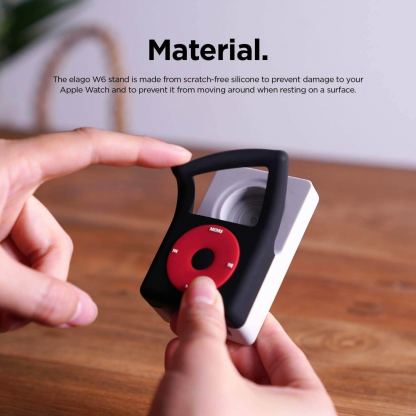 Elago W6 Watch Stand - силиконова винтидж поставка в стила на Apple iPod Classic за Apple Watch (черна) 5