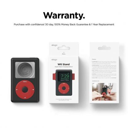 Elago W6 Watch Stand - силиконова винтидж поставка в стила на Apple iPod Classic за Apple Watch (черна) 6