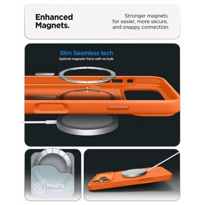 Силиконов (TPU) калъф с MagSafe за iPhone 17 Pro - Spigen Silicone Fit MagSafe Case (оранжев) 11