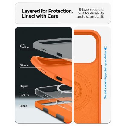 Силиконов (TPU) калъф с MagSafe за iPhone 17 Pro - Spigen Silicone Fit MagSafe Case (оранжев) 12