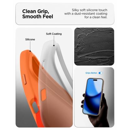 Силиконов (TPU) калъф с MagSafe за iPhone 17 Pro - Spigen Silicone Fit MagSafe Case (оранжев) 15