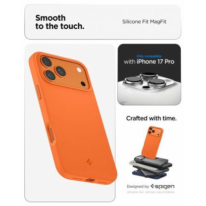 Силиконов (TPU) калъф с MagSafe за iPhone 17 Pro - Spigen Silicone Fit MagSafe Case (оранжев) 16