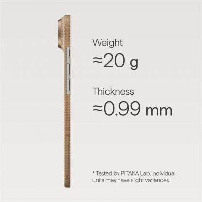 Кевларен кейс с MagSafe за iPhone 17 Air - Pitaka Glints of Gold Edge Ultra Slim Aramid Fiber Case 6