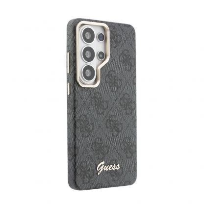 Дизайнерски кожен кейс с MagSafe за Samsung Galaxy S26 Ultra - Guess PU 4G Script Metal Logo Magnetic Case (черен) 4
