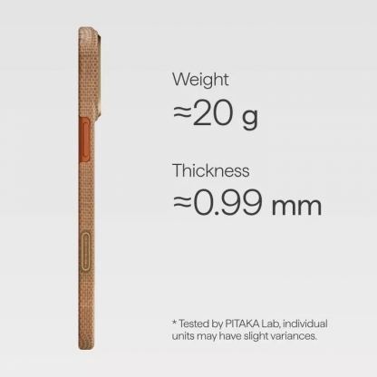 Кевларен кейс с MagSafe за iPhone 17 Pro - Pitaka Glints of Gold Edge Ultra Slim Aramid Fiber Case 4