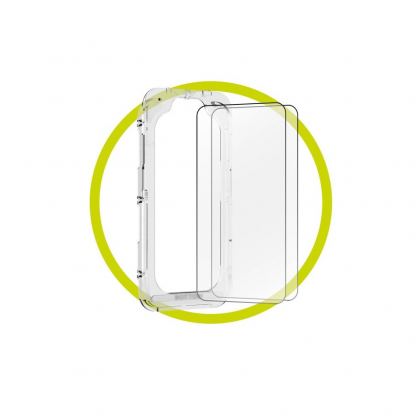 2 броя калени стъклени защитни покрития за дисплея на iPhone 17e, iPhone 16e, iPhone 14, iPhone 13, iPhone 13 Pro - Mobile Origin EasyGlass Full Cover Tempered Glass Pack With Applicator (черен-прозрачен) 3