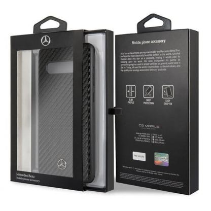 Mercedes-Benz Dynamic Leather Hard Case - дизайнерски кожен кейс за Samsung Galaxy S10 (черен) 6