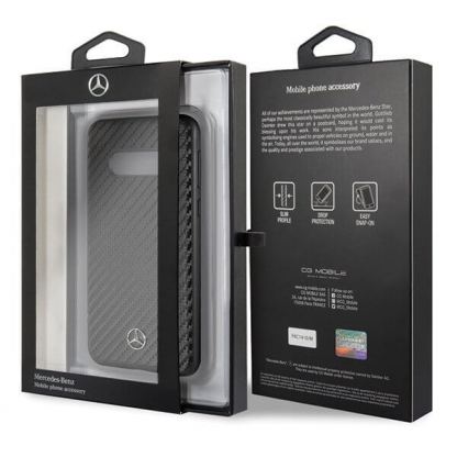 Mercedes-Benz Dynamic Leather Hard Case - дизайнерски кожен кейс за Samsung Galaxy S10E (черен) 6