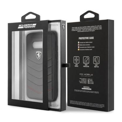 Ferrari Heritage Quilted Hard Case - кожен кейс (естествена кожа) за Samsung Galaxy S10 Plus (черен) 2