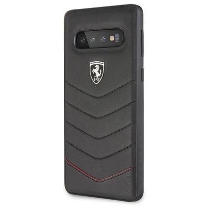 Ferrari Heritage Quilted Hard Case - кожен кейс (естествена кожа) за Samsung Galaxy S10 Plus (черен) 3