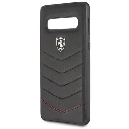 Ferrari Heritage Quilted Hard Case - кожен кейс (естествена кожа) за Samsung Galaxy S10 Plus (черен) 4