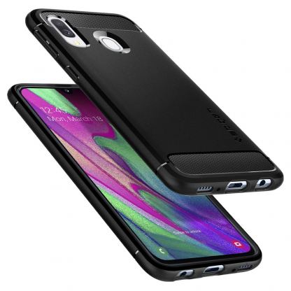 Spigen Rugged Armor Case - тънък качествен слииконов (TPU) калъф за Samsung Galaxy A40 (черен) 2