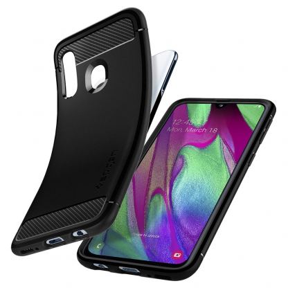 Spigen Rugged Armor Case - тънък качествен слииконов (TPU) калъф за Samsung Galaxy A40 (черен) 3