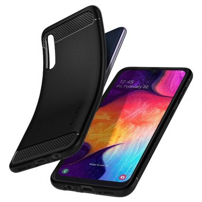 Spigen Rugged Armor Case - тънък качествен слииконов (TPU) калъф за Samsung Galaxy A50 (черен) 3