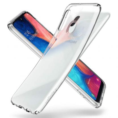 Spigen Liquid Crystal Case - тънък качествен силиконов (TPU) калъф за Samsung Galaxy A20E (прозрачен)  2