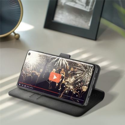 Spigen La Manon Wallet Saffiano - кожен калъф, тип портфейл и поставка за Samsung Galaxy S10 (прозрачен)  3