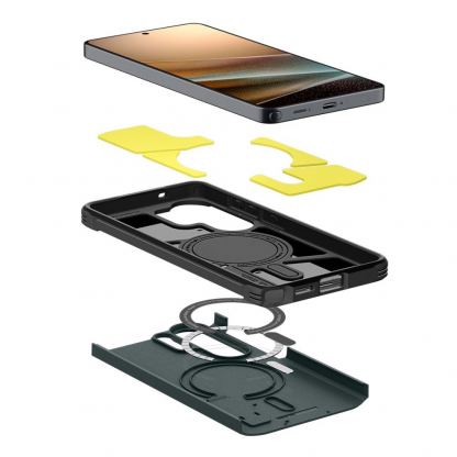 Хибриден кейс с най-висока степен на защита с MagSafe за Samsung Galaxy S26 Ultra - Spigen Tough Armor MagSafe Case (тъмнозлен) 5