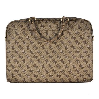 Guess UpTown Laptop Bag - луксозна дизайнерска чанта с дръжки и презрамка за преносими компютри до 15 инча (кафява) 2