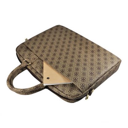 Guess UpTown Laptop Bag - луксозна дизайнерска чанта с дръжки и презрамка за преносими компютри до 15 инча (кафява) 3