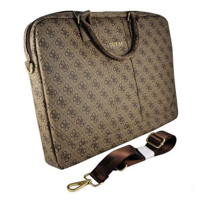 Guess UpTown Laptop Bag - луксозна дизайнерска чанта с дръжки и презрамка за преносими компютри до 15 инча (кафява) 4