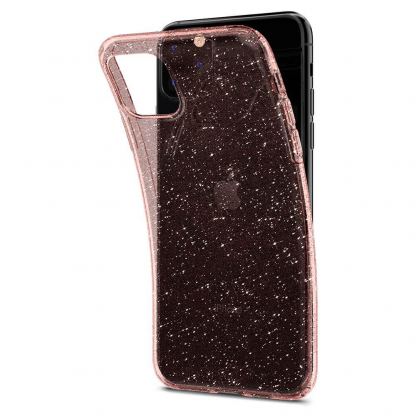 Spigen Liquid Crystal Glitter Case - тънък силиконов (TPU) калъф за iPhone 11 Pro Max (розов)  5