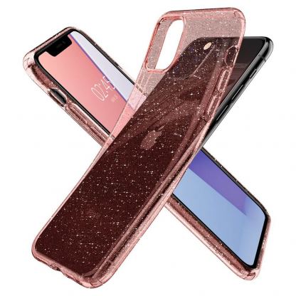 Spigen Liquid Crystal Glitter Case - тънък силиконов (TPU) калъф за iPhone 11 Pro Max (розов)  6