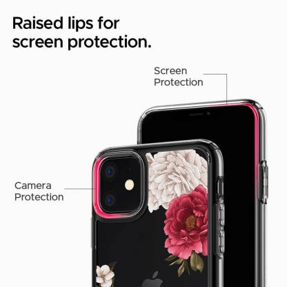 Spigen Ciel Red Floral Case - дизайнерски удароустойчив кейс за iPhone 11 (прозрачен) 3