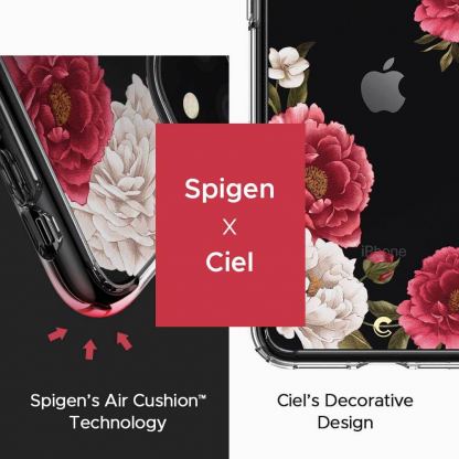 Spigen Ciel Red Floral Case - дизайнерски удароустойчив кейс за iPhone 11 (прозрачен) 4