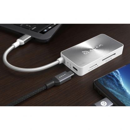 Adam Elements Casa Hub PDC501 - USB-C хъб с 2 USB изхода, USB-C порт и четец за карти памети за устройства с USB-C порт (сребрист) 2