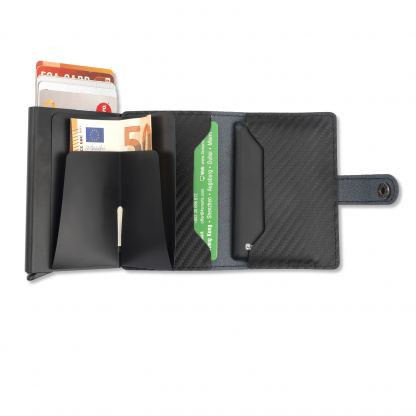 4smarts LAVAVIK Anti-RFID Wallet with Buckle - кожен портфейл с RFID защита (черен-карбон) 4