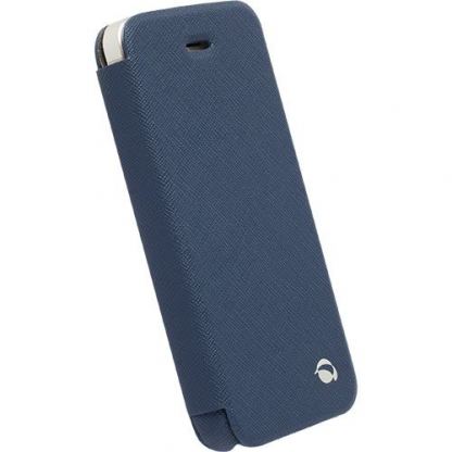 Krusell Malmo Flip cover - кожен калъф, тип портфейл за iPhone 5, iPhone 5S и iPhone 5C (син) 2