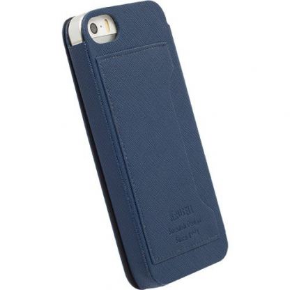 Krusell Malmo Flip cover - кожен калъф, тип портфейл за iPhone 5, iPhone 5S и iPhone 5C (син) 3