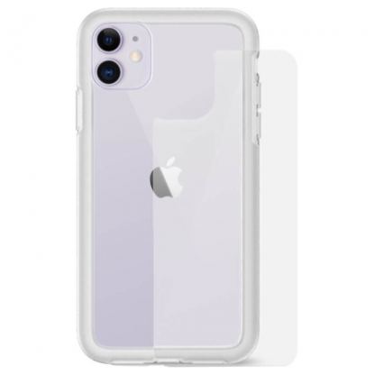 Artwizz Bumper + Second Back - силиконов (TPU) бъмпер и стъклено защитно покритие за гърба за iPhone 11 (бял-прозрачен) 2