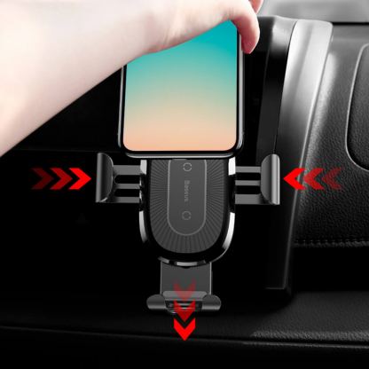 Baseus Wireless Charger Gravity Car Mount - поставка за радиатора на кола с безжично зареждане за Qi съвместими смартфони (черен) 6