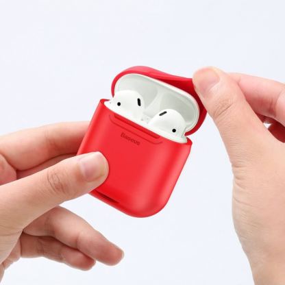 Baseus Airpods Silicone Wireless Charging Case - силиконов калъф с възможност за безжично зареждане за Apple Airpods (червен) 5