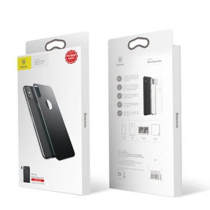 Baseus Back Glass Film - калено стъклено защитно покритие за задната част на iPhone X (тъмносив) 2