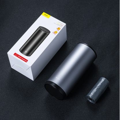 Baseus Vehicle Trash Can - алуминиев кош за отпадъци, подходящ за автомобил или офис (тъмносив) 4