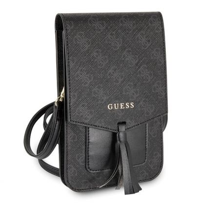 Guess Wallet Universal Phone Bag - кожена чанта (портфейл) с презрамка (черен)  3