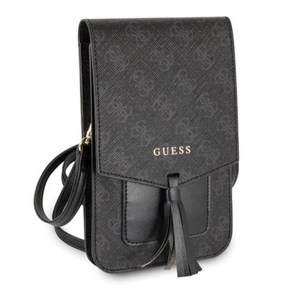 Guess Wallet Universal Phone Bag - кожена чанта (портфейл) с презрамка (черен)  3