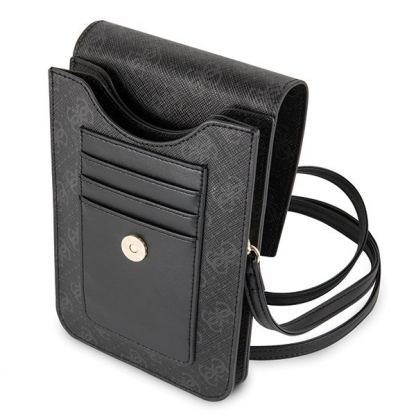 Guess Wallet Universal Phone Bag - кожена чанта (портфейл) с презрамка (черен)  4