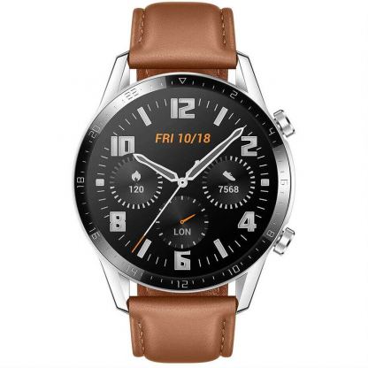 Huawei Watch GT 2 Latona B19V Classic Edition 46 mm - умен часовник с GPS за Android и iOS (кафяв-кожена каишка)  4
