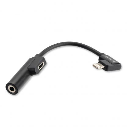 4smarts SoundSplit Angled Lightning to Lightning & 3.5mm Audio Splitter - Lightning адаптер към 3.5 аудио изход и Lightning изход (12см) (черен) 2