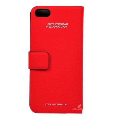 Ferrari Rubber Series Book-Flip-Case - кожен флип кейс за iPhone 5C (червен) 2