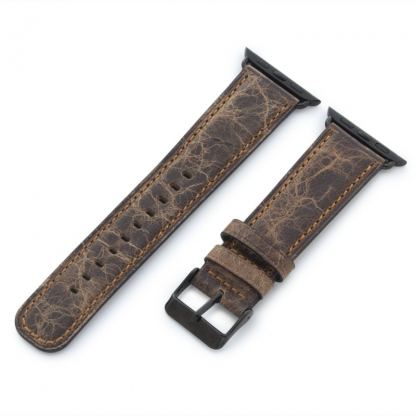 Torrii Leather Band - кожена каишка за Apple Watch 42мм, 44мм (тъмнокафява с кафеви шевове)